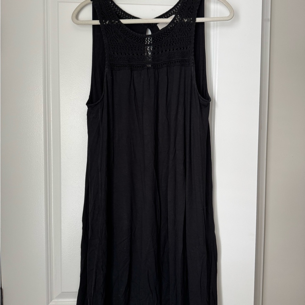 LOFT Black Crochet Detail Dress